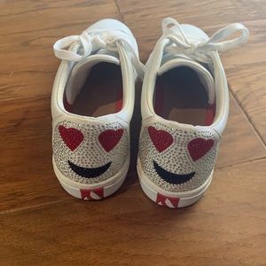 Skechers white sneakers w/ heart smile emoji heels